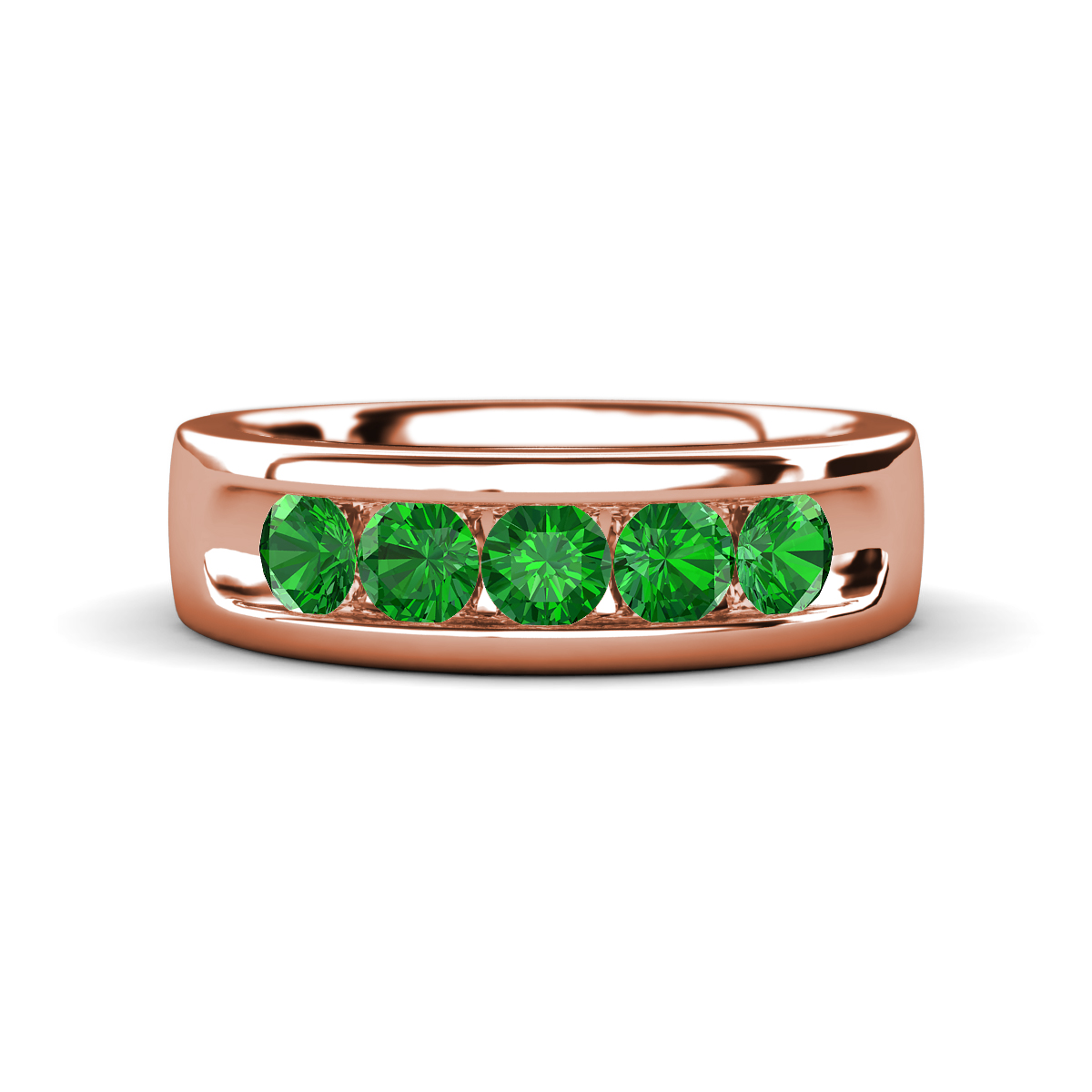 Irvin 0.84 ctw Green Garnet 5 stone Comfort Fit Men Wedding Band (6 mm) 